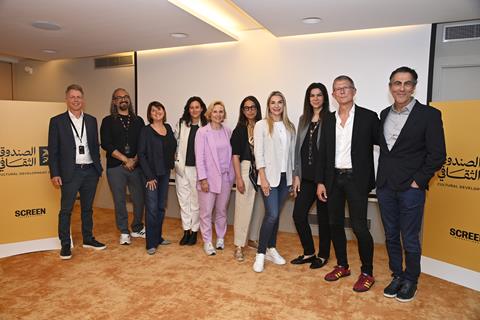 Tim Dams, Screen International; Emad Eskander, Red Sea Fund; Olivia Sleiter, Fremantle; Elsa Huisman, Cabinet 111; Daniela Elstner, Unifrance; Elisa Alvares, Tower Peak Partners; Juliana Lubin, Ashland Hill Media Finance; Lina Ghandour, National Bank of C